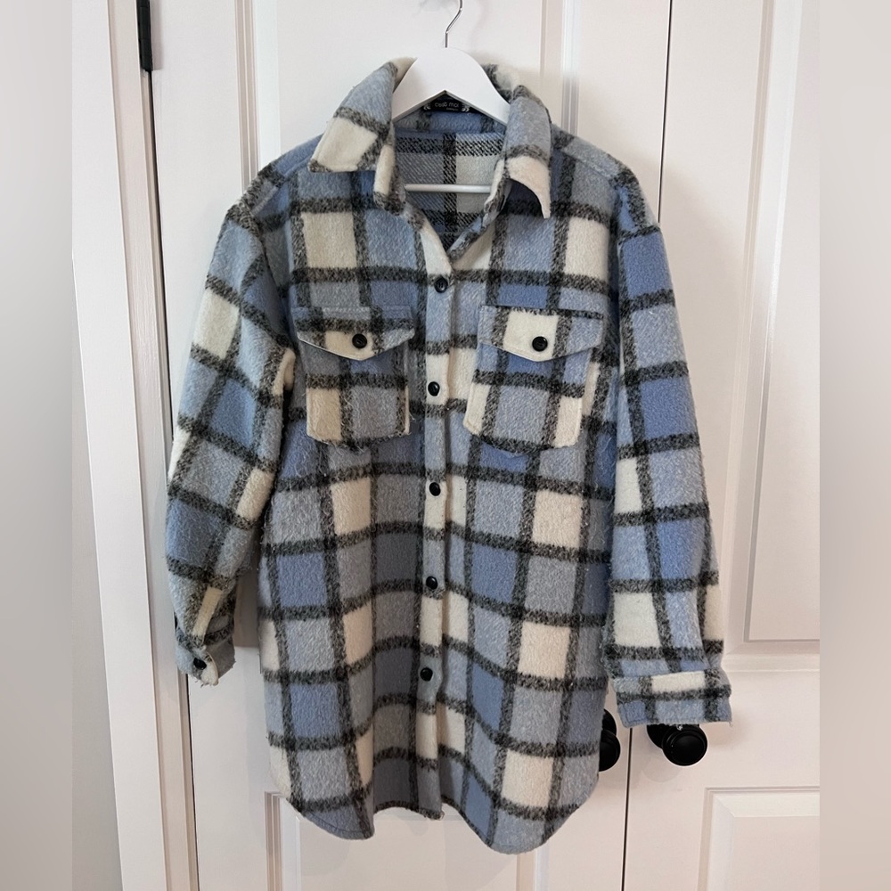 Oversized Blue Plaid Shacket